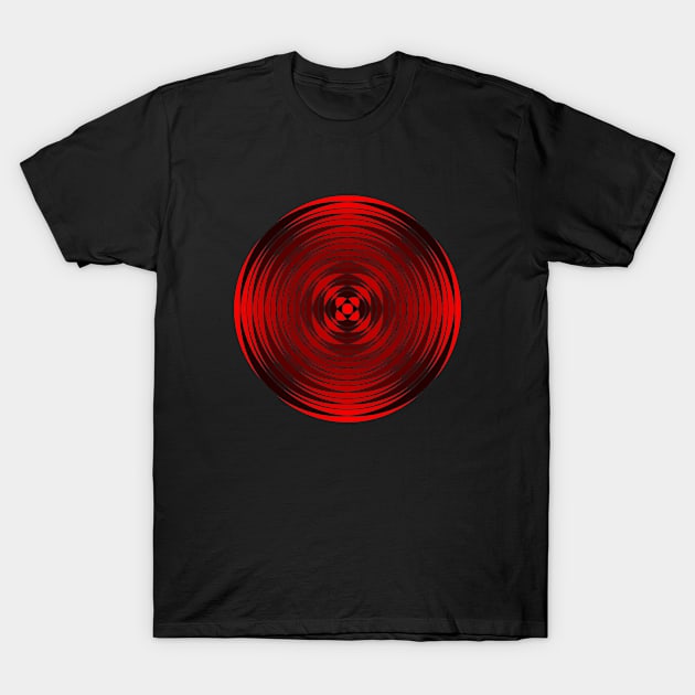 Fuzzy Circular Logic Red 4 T-Shirt by The Knotty Works